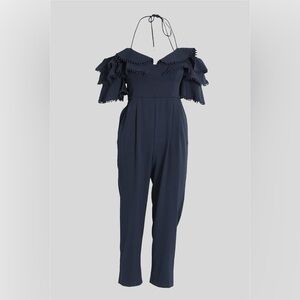 Sheike Australia Navy Atlas Jumpsuit Ruffled Sleeve Size 4